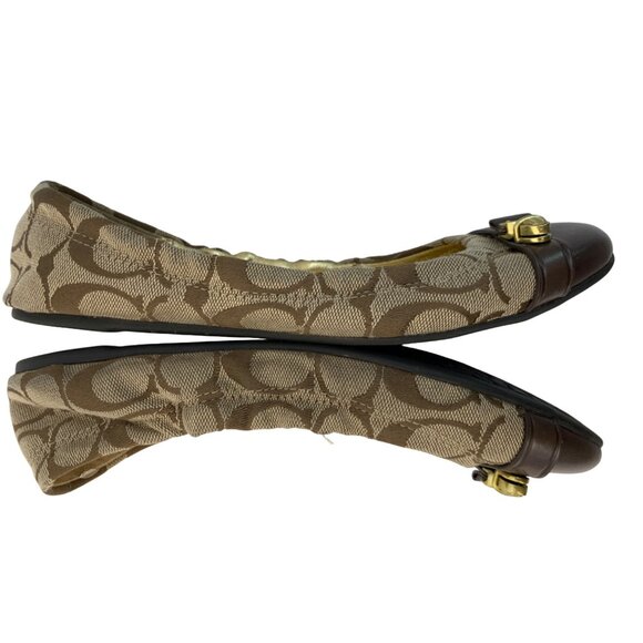 Coach Delphine Brown Signature Canvas Ballet Flats Size 7.5 7510 GUC Shoes - Picture 6 of 11